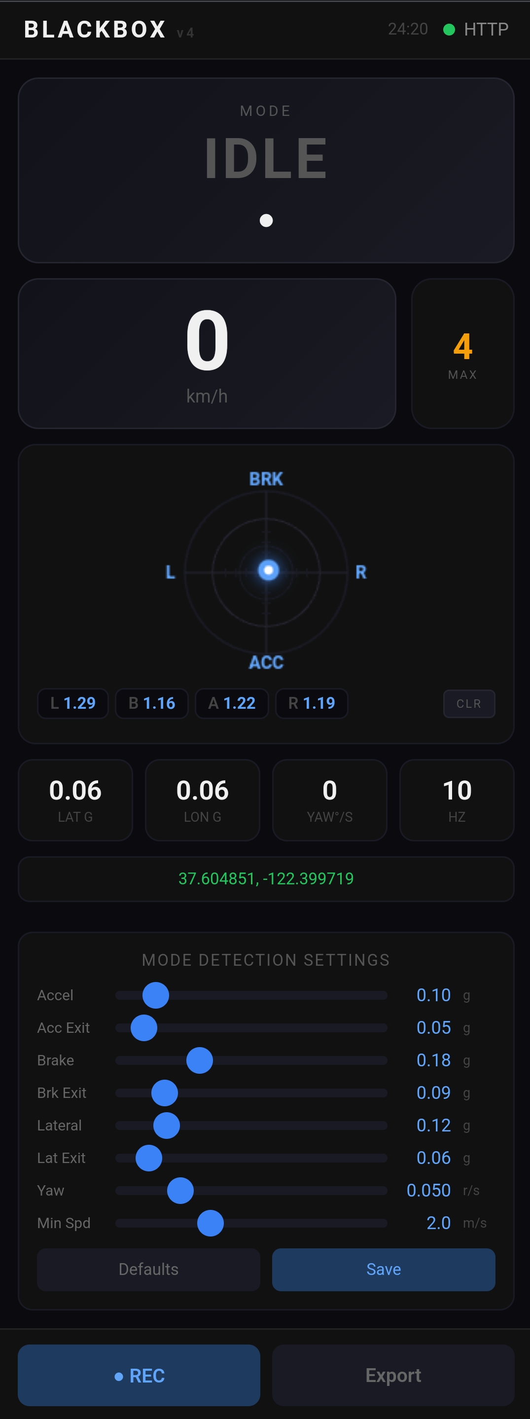 Blackbox Mobile Dashboard